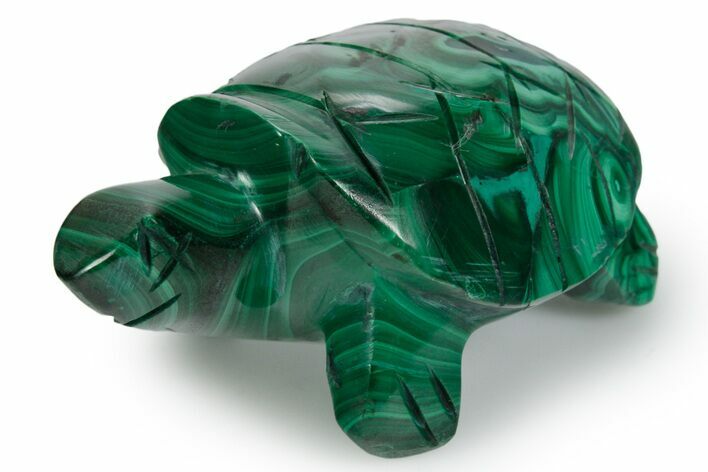 Flowery Malachite Turtle Carving - DR Congo #349300